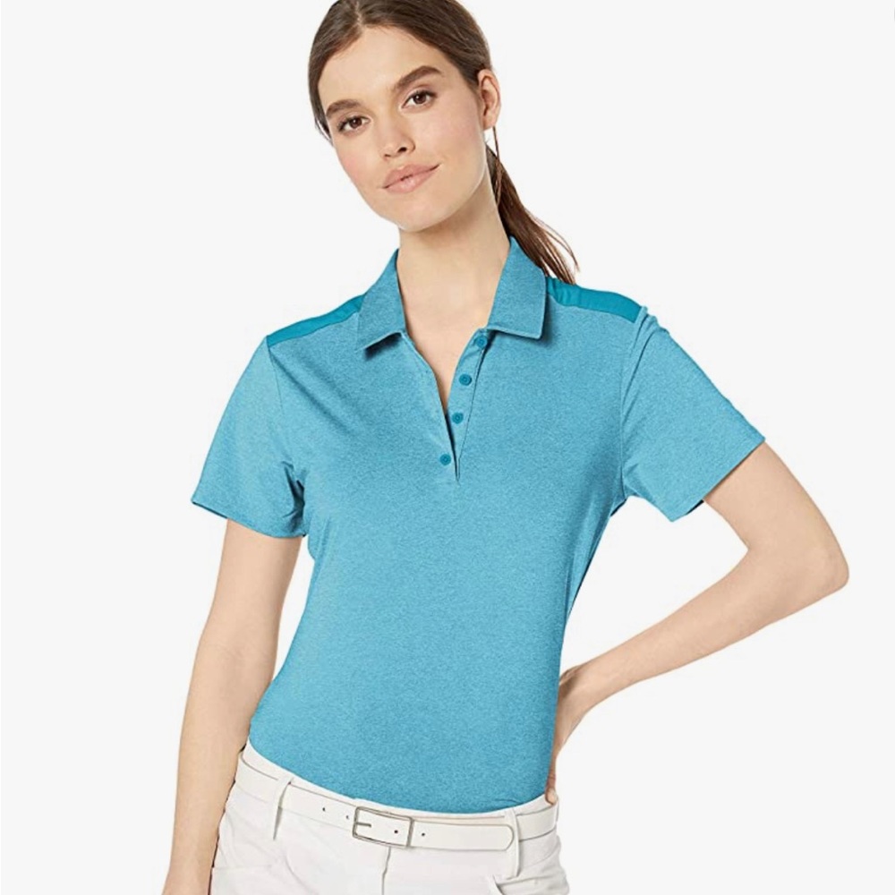 Adidas Golf Women's Ultimate Heather Short Sleeve Polo DZ6332 Teal Size XL